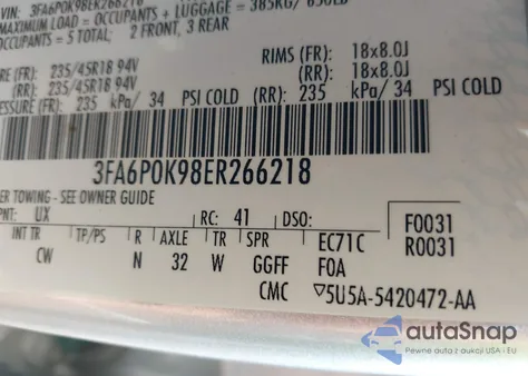 2014 Ford Fusion Titanium from USA, damaged, VIN 3FA6P0K98ER266218